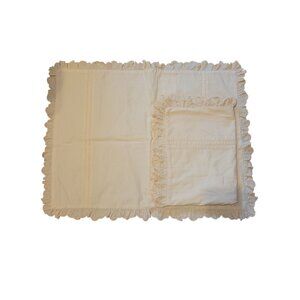 Ralph Lauren Post Road Cream Eyelet Embroidered Ruffled 2 Standard Shams